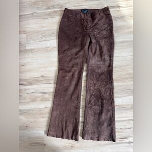 Moda International Women’s 100% Leather Suede Brown Pants size 10